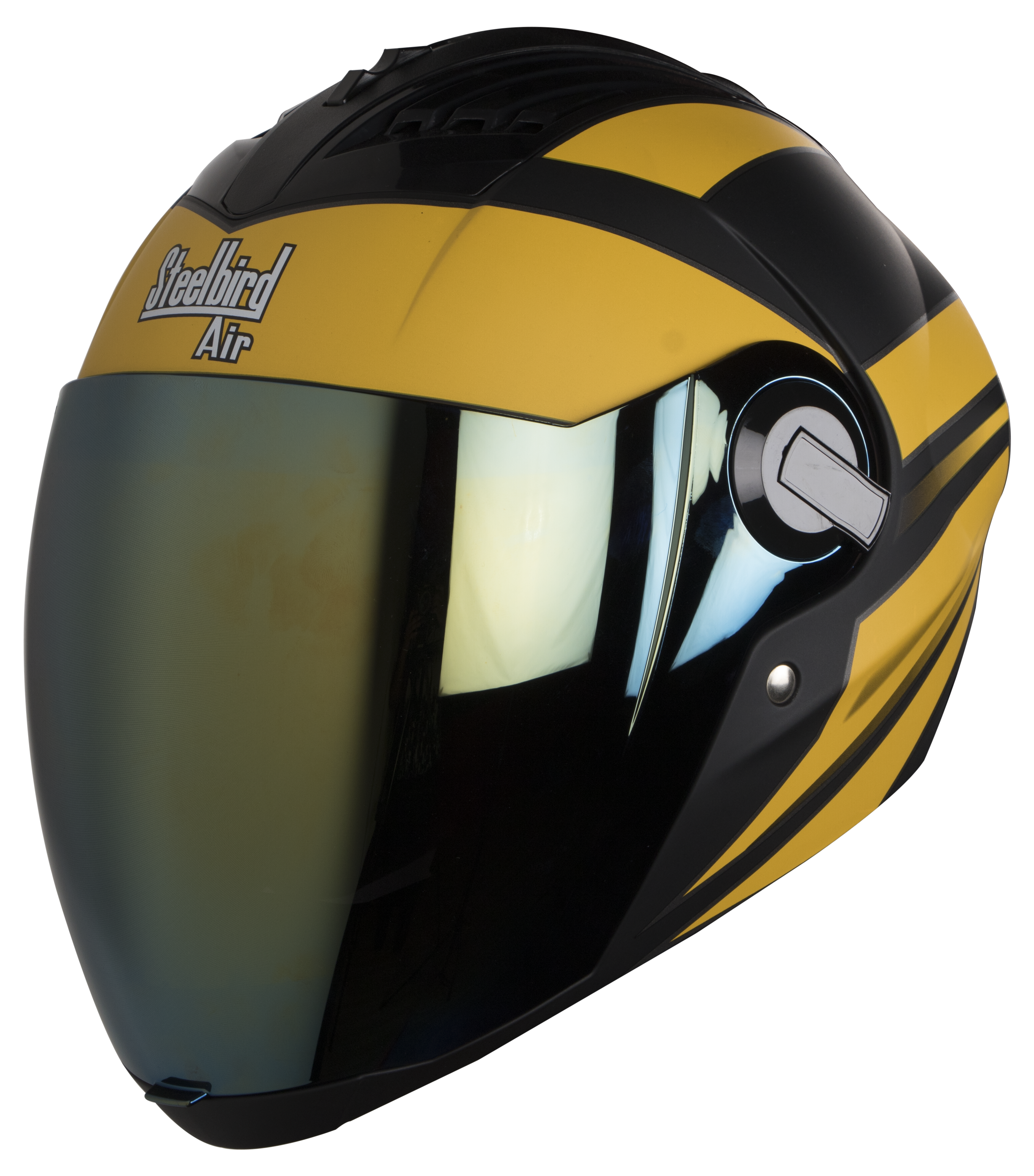 SBA-2 Streak Glossy Black With Yellow ( Fitted With Clear Visor Extra Gold Chrome Visor Free)